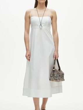 J. Crew White Spaghetti-Strap Midi Dress